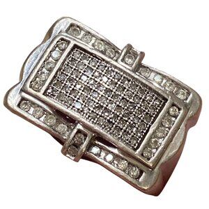 Vintage Sterling Silver & Diamond Cocktail Ring Size 10.5